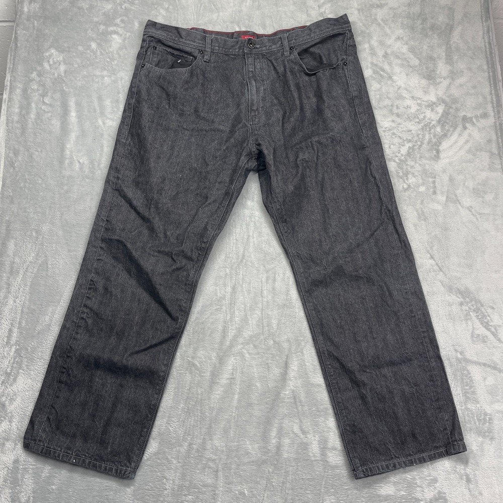 Sean John Hamilton Jeans Mens 42x32 (41x30) Black Denim Relaxed Fit Straight Leg